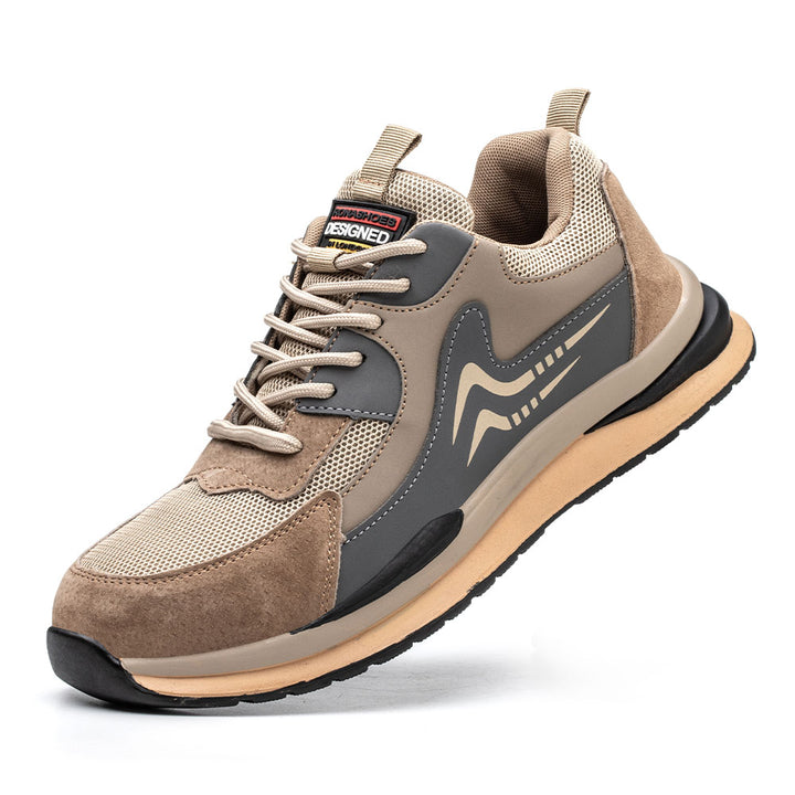 Safety Shoes Steel Toe Cap Shoes Work Shoes Comfortable and Light Safety Trainers Slip and Oil Resistant For Men Women and Ladies Beta Brown Rona Shoes